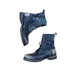 Frye Rogan boots women’s dark brown distressed studded boots